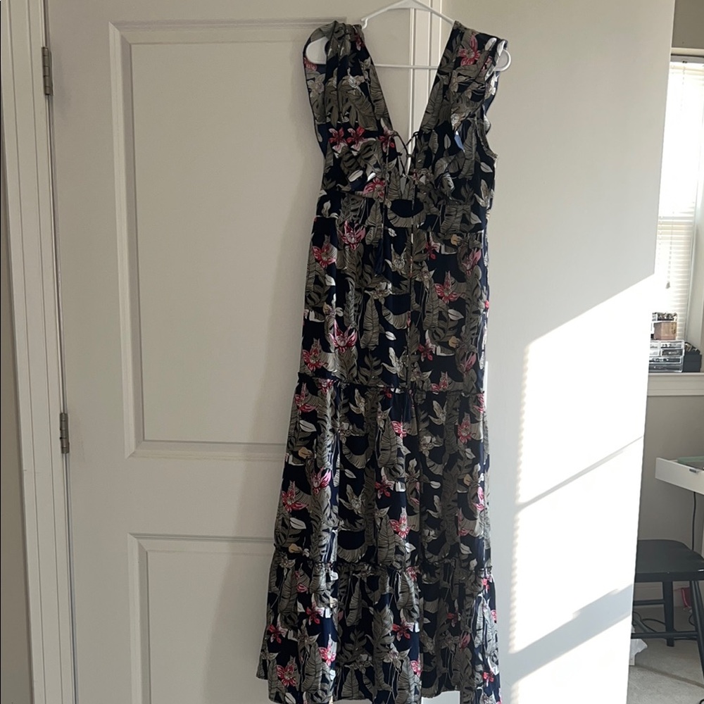 Floral Sleeveless Maxi Dress - Black and Pink
